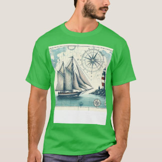 Vintage Nautic Sailboat Map T-Shirt