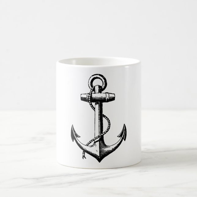 Vintage Nautical Anchor Illustration Kaffeetasse (Mittel)