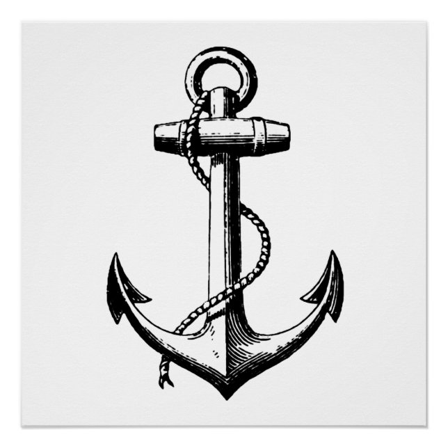 Vintage Nautical Anchor Illustration Poster (Vorderseite)