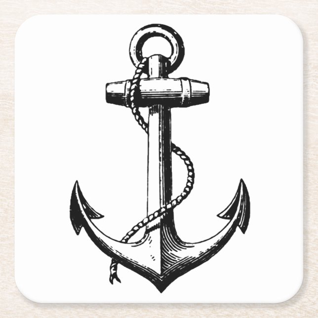 Vintage Nautical Anchor Illustration Rechteckiger Pappuntersetzer (Vorderseite)