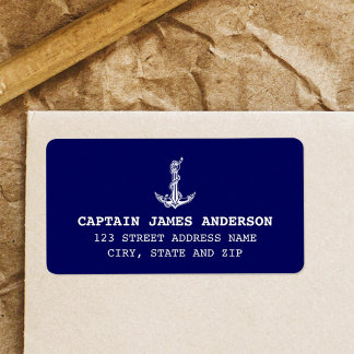 Vintage Nautical Anchor Rope Boat Name Adressaufkleber