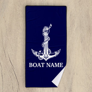 Vintage Nautical Anchor Rope Boat Name Badehandtuch