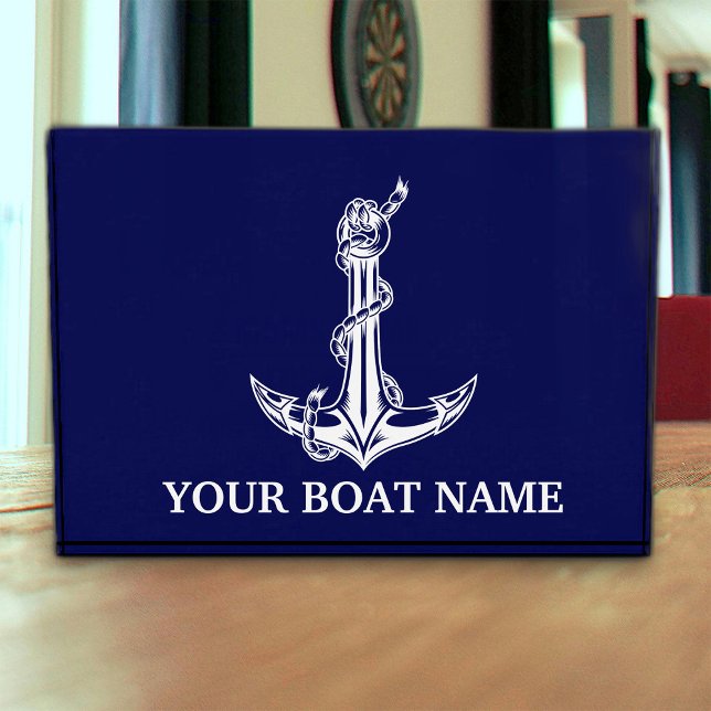Vintage Nautical Anchor Rope Boat Name Fotoblock (Von Creator hochgeladen)