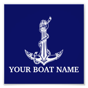 Vintage Nautical Anchor Rope Boat Name Fotodruck
