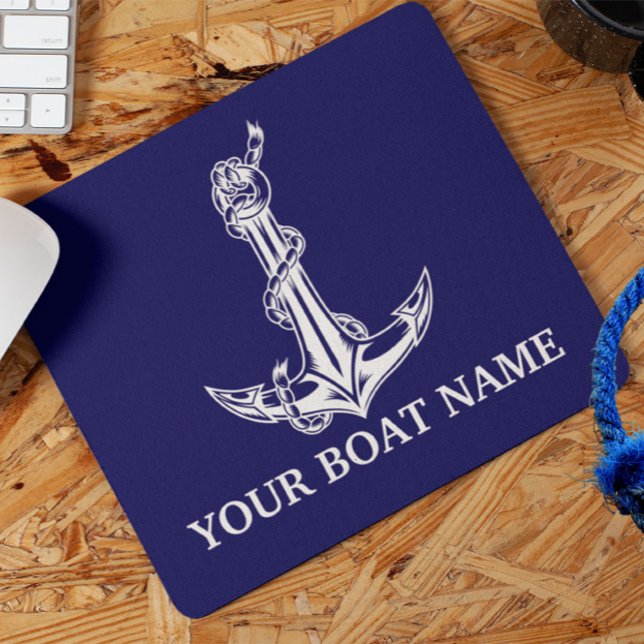 Vintage Nautical Anchor Rope Boat Name Mousepad (Von Creator hochgeladen)