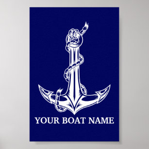 Vintage Nautical Anchor Rope Boat Name Poster