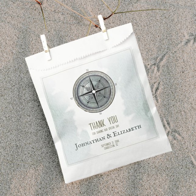 Vintage Nautical Compass-Hochzeit Geschenktütchen (Vintage Nautical Compass Wedding Favor Bag)