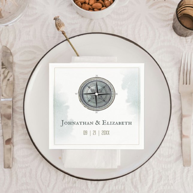 Vintage Nautical Compass-Hochzeit Serviette (Vintage Nautical Compass Wedding Napkins)