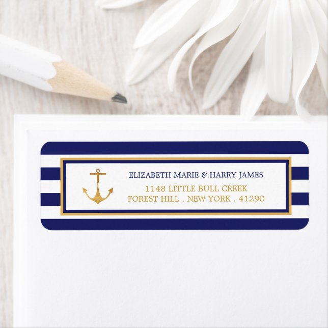 Vintage Nautical Gold Anchor, Navy & Gold Hochzeit (Insitu)