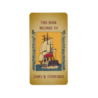 Vintage nautical sailing ship custom Bookplate Adressaufkleber