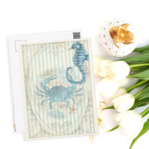 Vintage Nautikkrebse und Seepferd