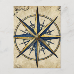 Vintage nautische Kompassrose Postkarte