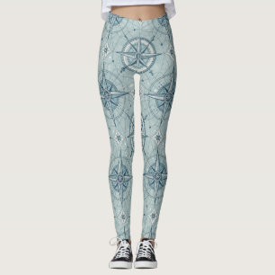 Vintage nautisches Kompassrosenmuster Leggings
