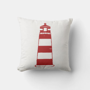 Vintage-nautisches Leuchtturm-Rot-Weiß-Gestreift Kissen