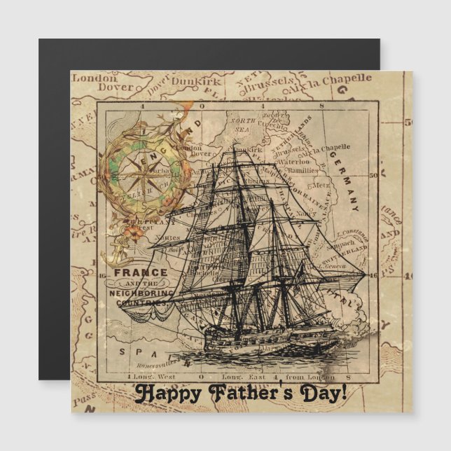 Vintage Navigationskarte des Schiffes Magnetkarte (Vorne/Hinten)