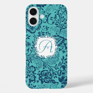 Vintage Navy Aqua Mint Damast Monogramm iPhone title_seo2