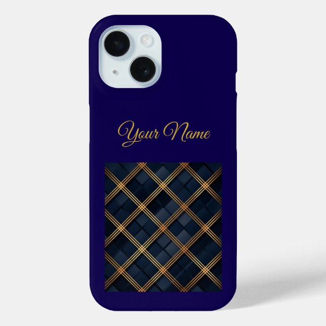 Vintage Navy Blau & Gold Weihnachten iPhone 15 Hül Case-Mate iPhone Hülle (Rückseite)