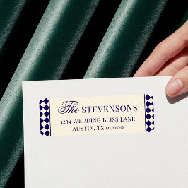 Vintage Navy Checkered Old Money Return Address