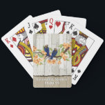 Vintage Navy Love Birds Wedding Gift Playing Card Spielkarten<br><div class="desc">Vintage Navy Love Birds Coral Cherry Blossoms on Old Barn Wood Wedding Gift Playing Card</div>