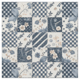 Vintage-Navy-Patchwork-Cottagecore-Bauernhaus-Deck Stoff