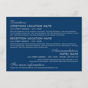 Vintage Navy Silver Art Deco Hochzeitsinformatione Begleitkarte