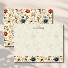 Vintage Navy Terracotta Wildflower Note Card Einladung