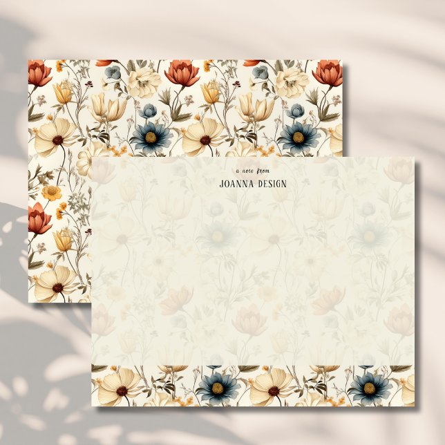 Vintage Navy Terracotta Wildflower Note Card Einladung (Von Creator hochgeladen)