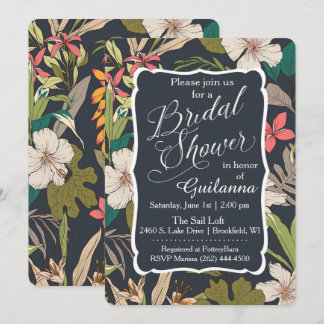 Vintage Navy Tropical Bridal Dusche Einladung