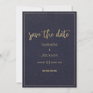 Vintage navyblaue goldene Blumenlace zum Speichern Save The Date