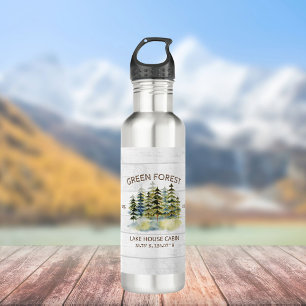 Vintage Nebelgrüner Kiefernwald Pinery  Edelstahlflasche