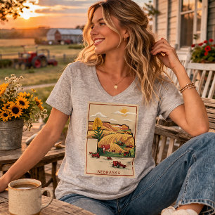 Vintage Nebraska Heartland Bauernhofszene T-Shirt