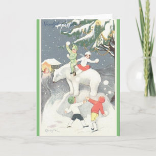 Vintage néerlandais Vroolijk Kerstfeest Carte de N