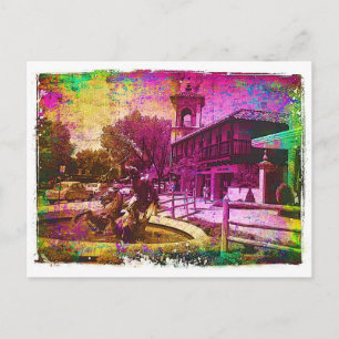 Vintage Neptun Brunnen Farbige Grunge Postkarte