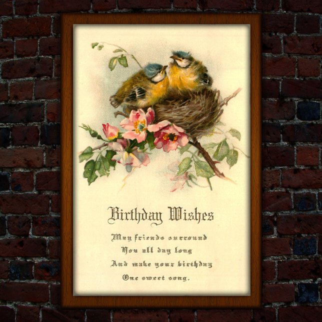 Vintage Nesting Chicks 1917 Geburtstag Poster (Von Creator hochgeladen)