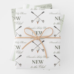 Vintage Neu im Club Neutrale Golf-Baby-Party Geschenkpapier Set