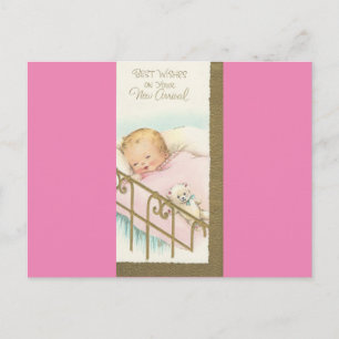Vintage "Neue Ankunft" Baby Postkarte