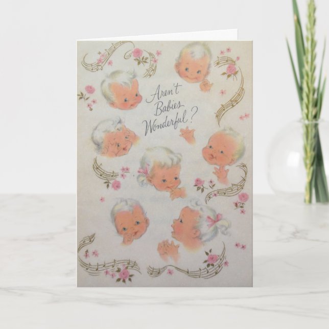 Vintage neue Baby-Ankunfts-Karte Ankündigung (Vorderseite)