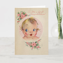 Vintage neue Baby Girl Glückwunschkarte Karte