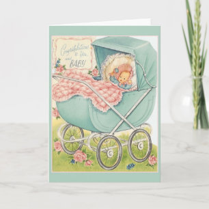 Vintage neue Baby Glückwunsch Grußkarte Karte