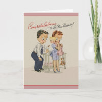 Vintage neue Baby Glückwunsch Grußkarte