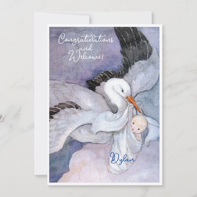 Vintage neue Baby Gratulationen Flat Card (Vorderseite)