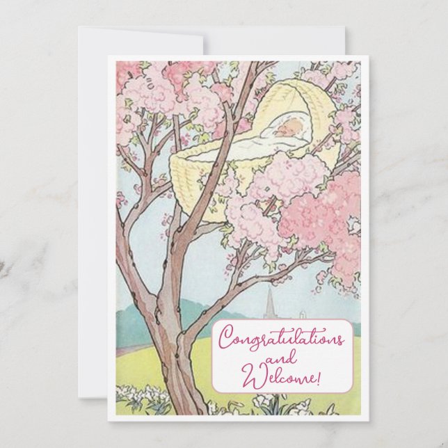 Vintage neue Baby Gratulationen Flat Card (Vorderseite)