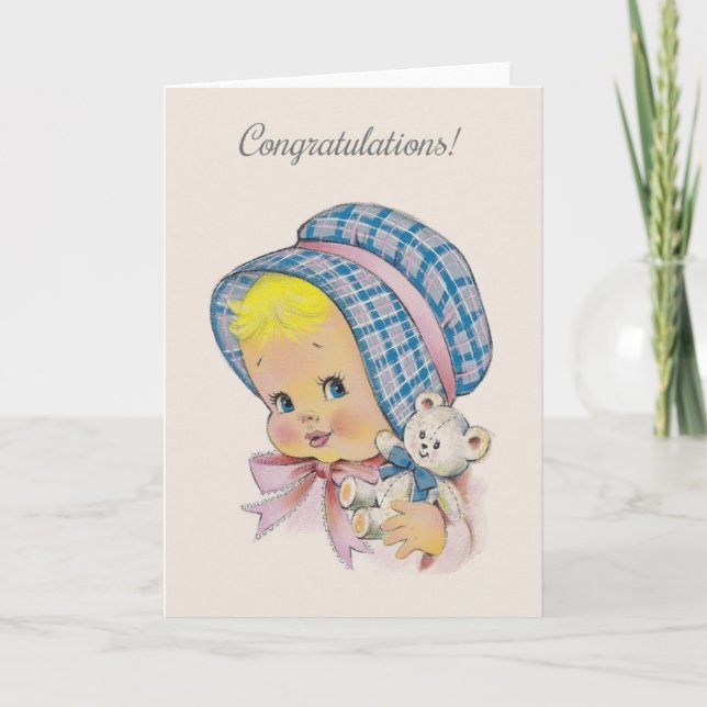 Vintage neue Baby-Gratulationskarte Karte (Vorderseite)