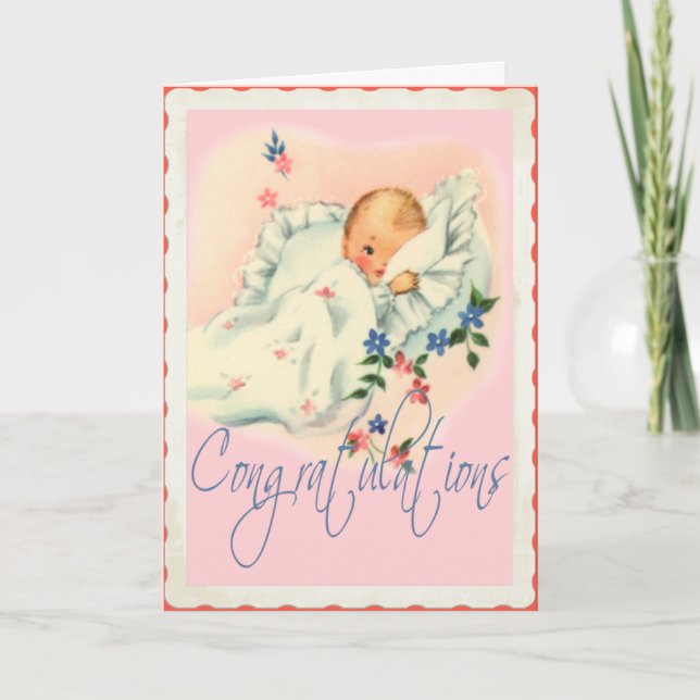 Vintage neue Baby-Gratulationskarte Karte (Vorderseite)