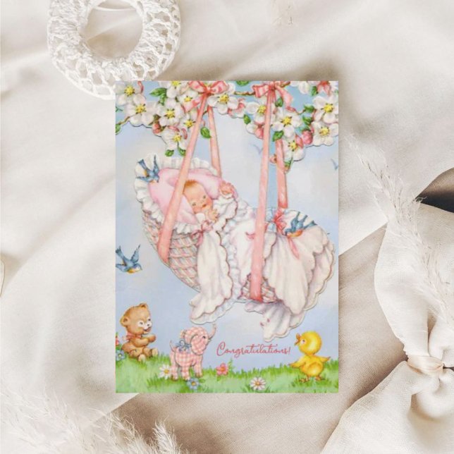 Vintage neue Baby-Gratulationskarte Karte (Von Creator hochgeladen)