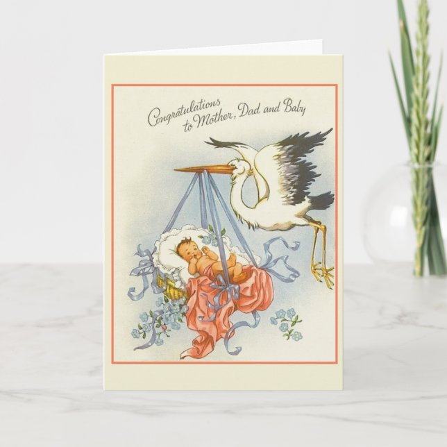 Vintage neue Baby-Gratulationskarte Karte (Vorderseite)