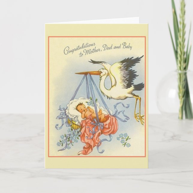 Vintage neue Baby-Gratulationskarte Karte (Vorderseite)