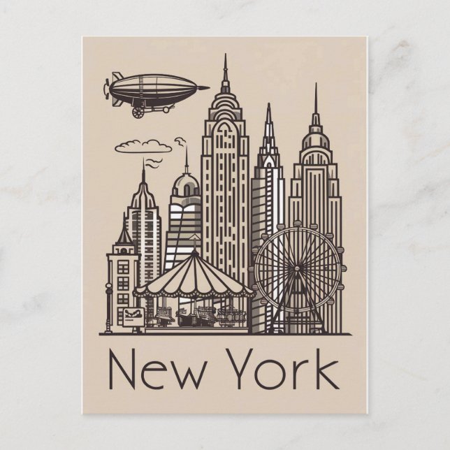 Vintage neue York Postkarte (Vorderseite)