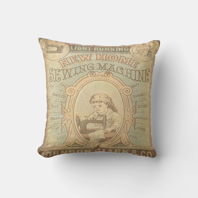 Vintage neue Zuhause-Nähmaschine Kissen (Vorderseite)