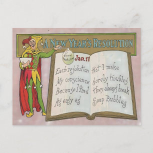 Vintage Neujahrsvorsatz Narr  Postkarte